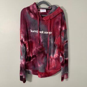 Burn Bootcamp hooded long sleeve waffle knit pullover lightweight sweatshirt